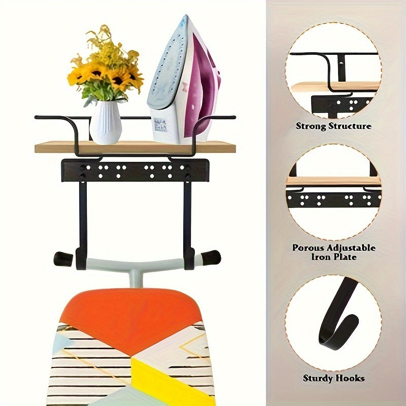 Adjustable Metal Wall-Mounted Ironing Board Hanger Hooks for All Iron Boards