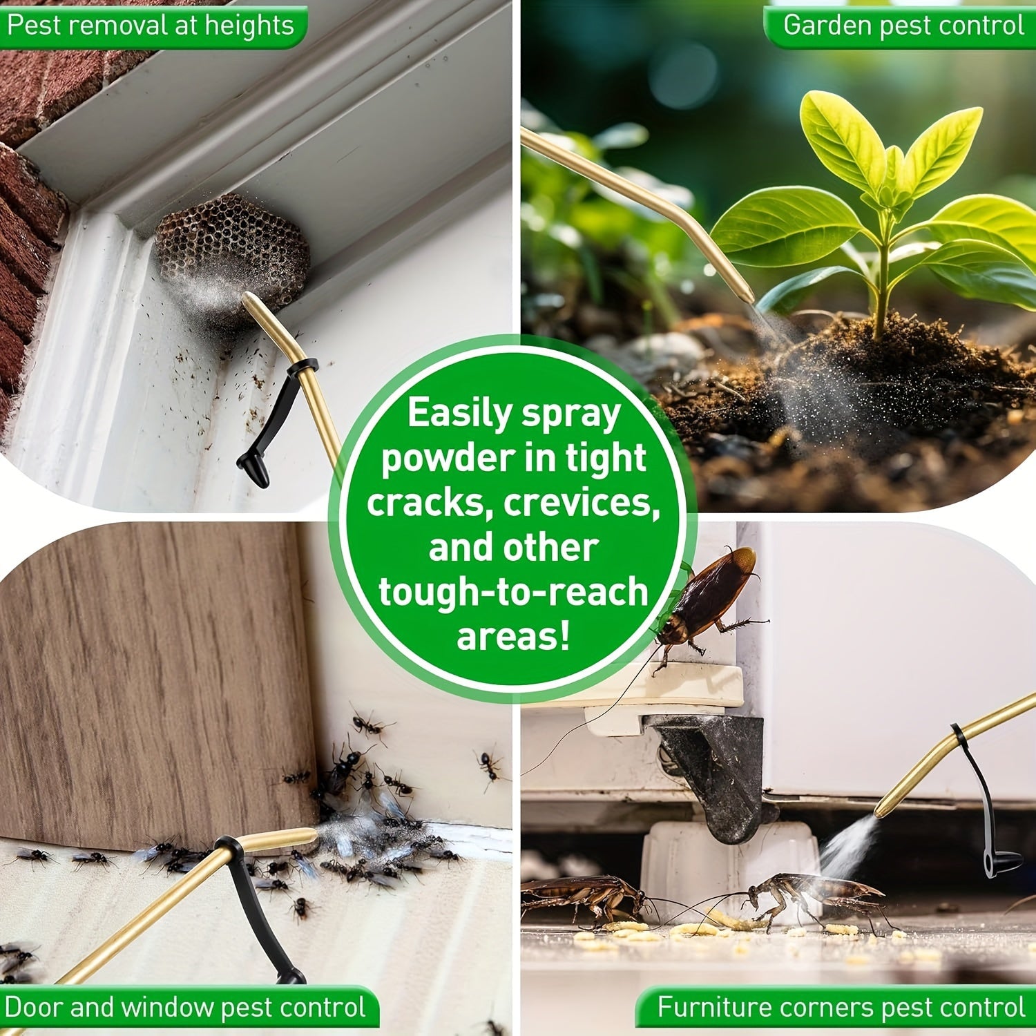 Refillable Acrylic Insecticide Powder Duster with Copper Tube for Indoor Outdoor Pest Control