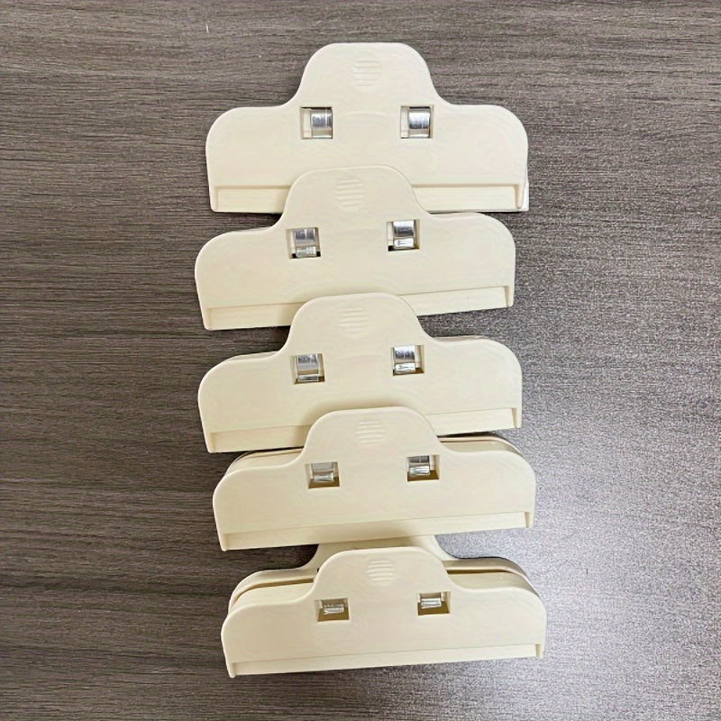 Set of 5 ABS Plastic Bag Clips in Assorted Colors for Kitchen Sealing