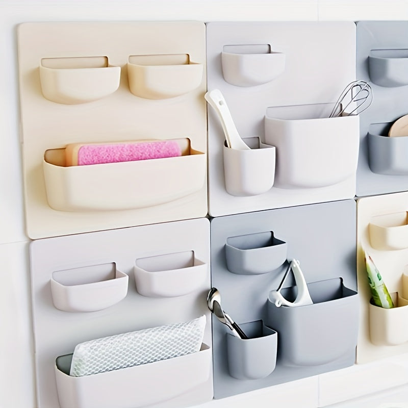 Vannaxona va oshxona uchun devor saqlash racki, yorqin kulrang, burg'ulashsiz, joyni tejovchi tashkilotchi kosmetika va aksessuarlar uchun