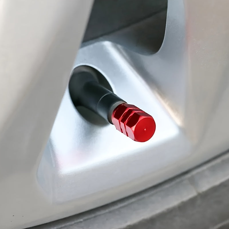 Set of 4 Aluminum Alloy Car Tire Valve Caps Dustproof for Vehicles