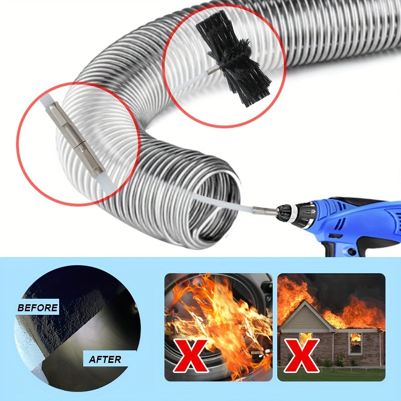 Particle Furnace Cleaning Brush for Chimneys and Dryer Vents, Flexible Rods 2.38m-5.89m