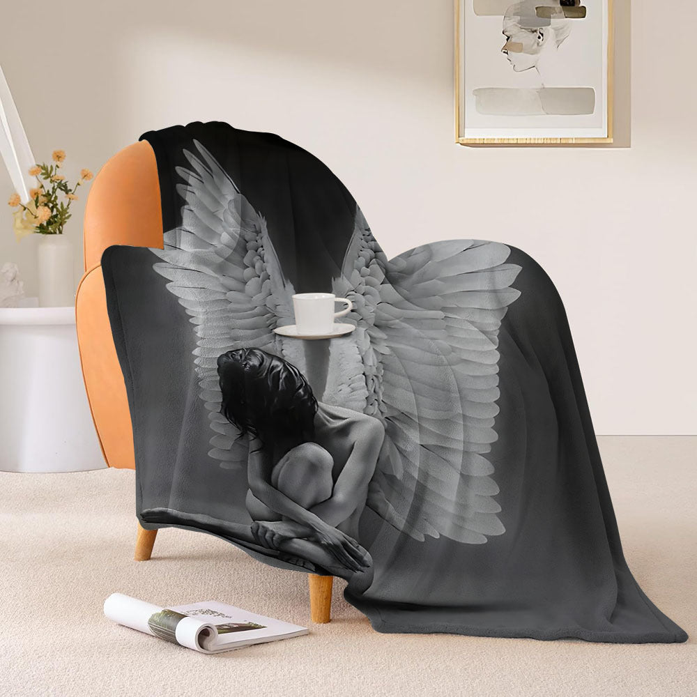 Fallen Angel Wings Print Flannel Throw Blanket Hypoallergenic Soft Warm All-Season