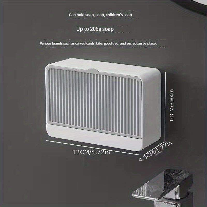 Toʻgʻri burchakli suv o'tkazmaydigan devorga oʻrnatiladigan sovun idishi, qopqogʻi va oqimi bilan, hammom va kir yuvish uchun