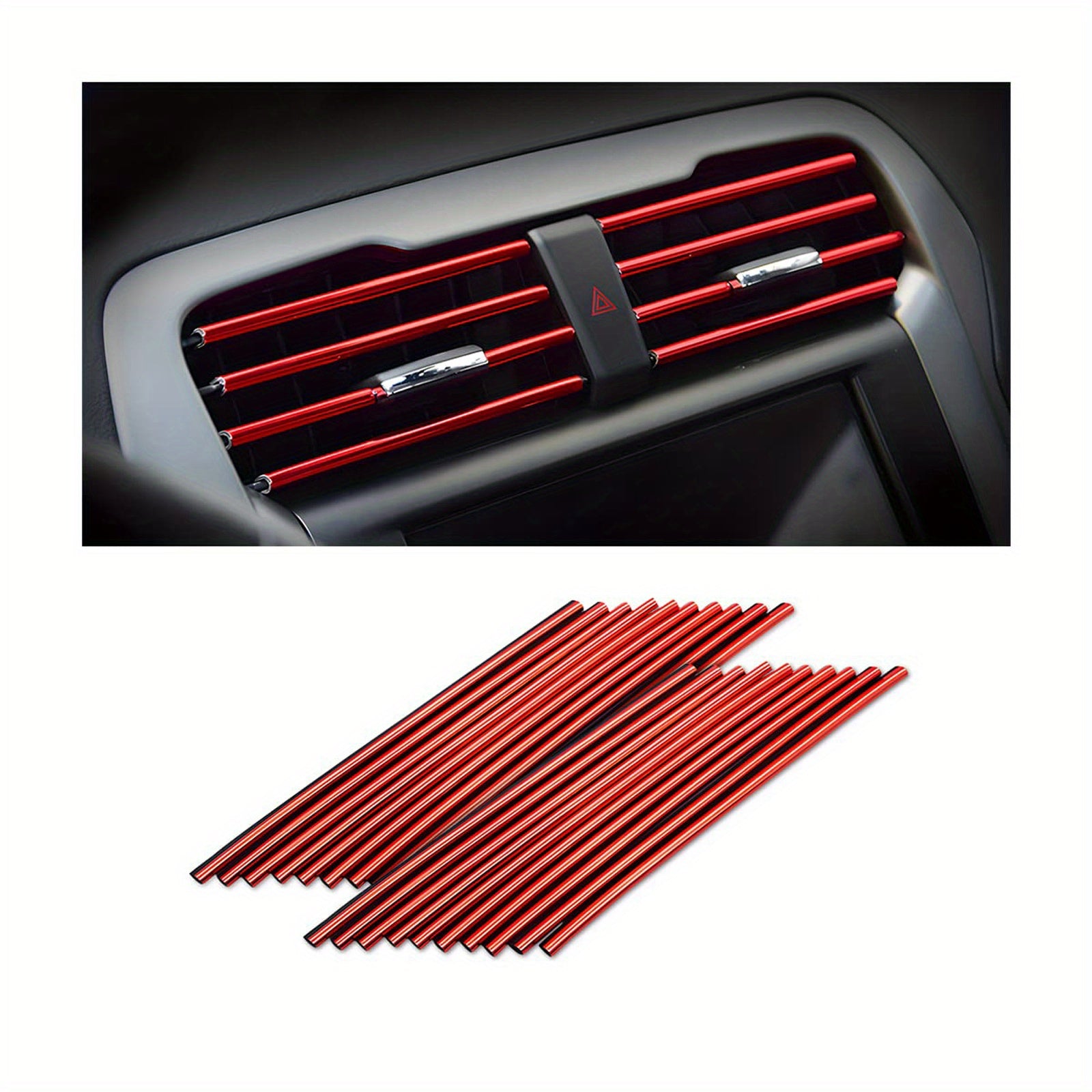 20pcs Universal Car Air Vent Decorative Strips Waterproof Bendable Vent Trim