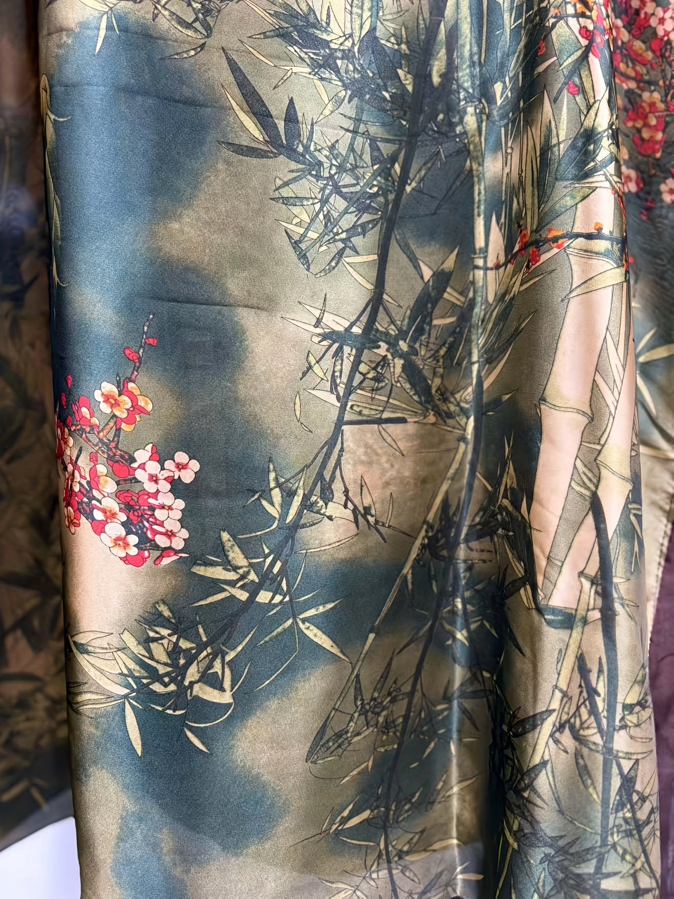 Блузка женская больших размеров с цветочным принтом зеленый и коричневый, дышащий полиэстер, повседневная и официальная