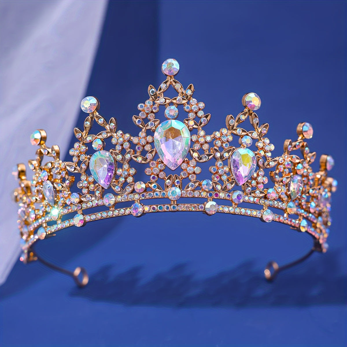 Diadema nupcial corona de boda con cristales de imitación, aros para el cabello, accesorio para vestido