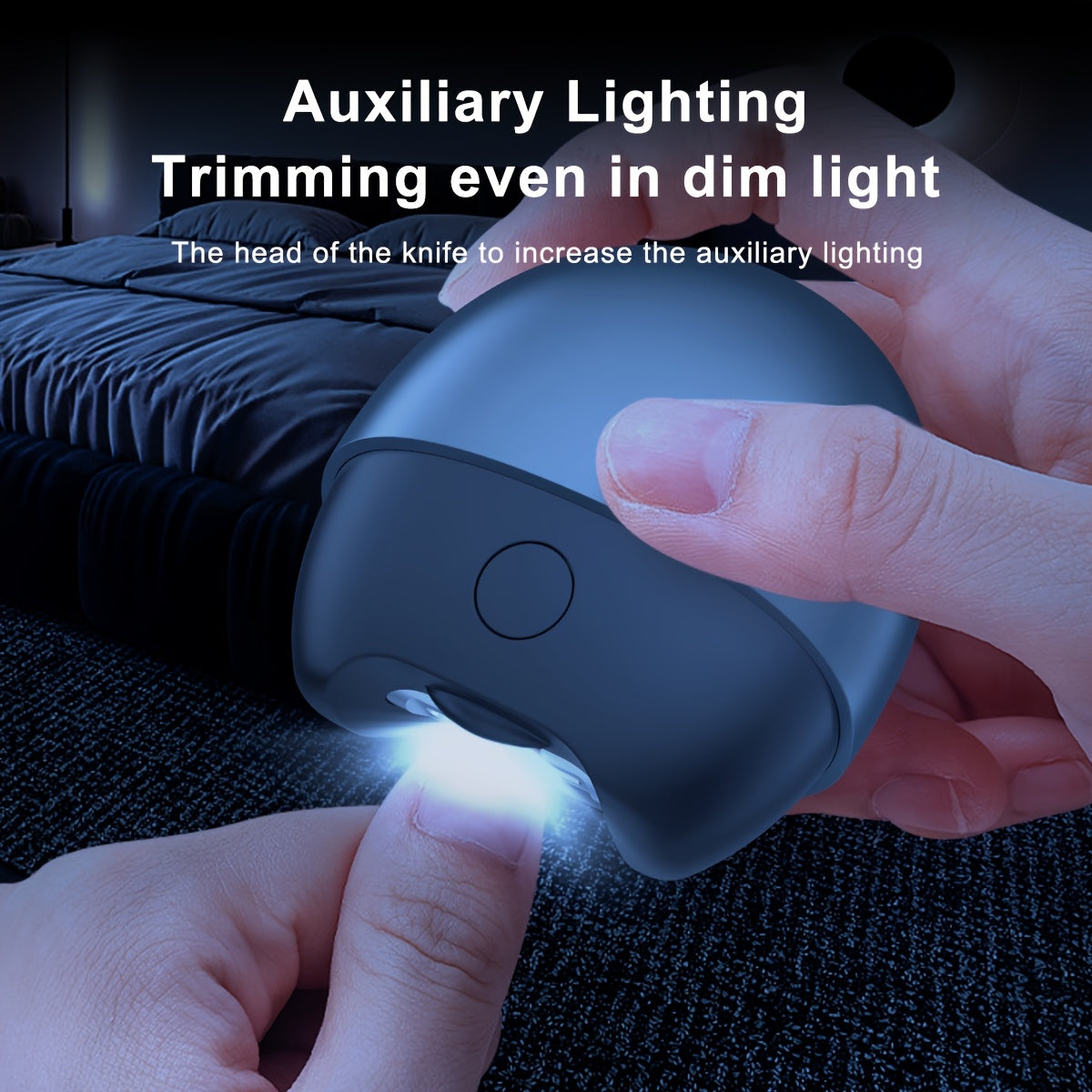 LED chiroq bilan jihozlangan ixcham elektr tirnoq kesgichi, USB orqali zaryadlanadigan, uzoq umr ko'rish uchun 300mAh batareya.