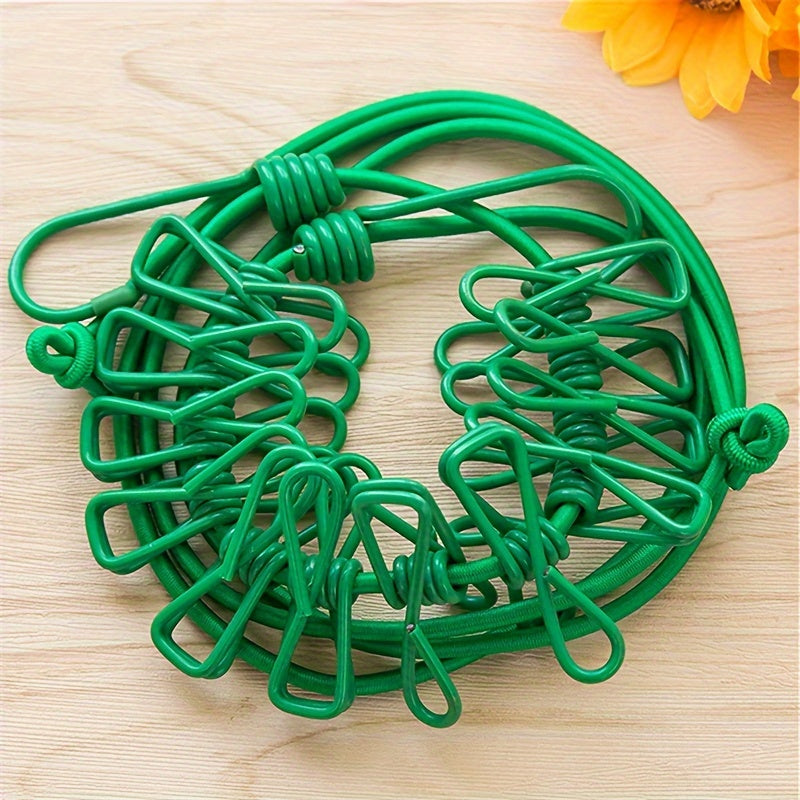 Portable Retractable Clothesline with 12 Windproof Clips for Camping and Travel