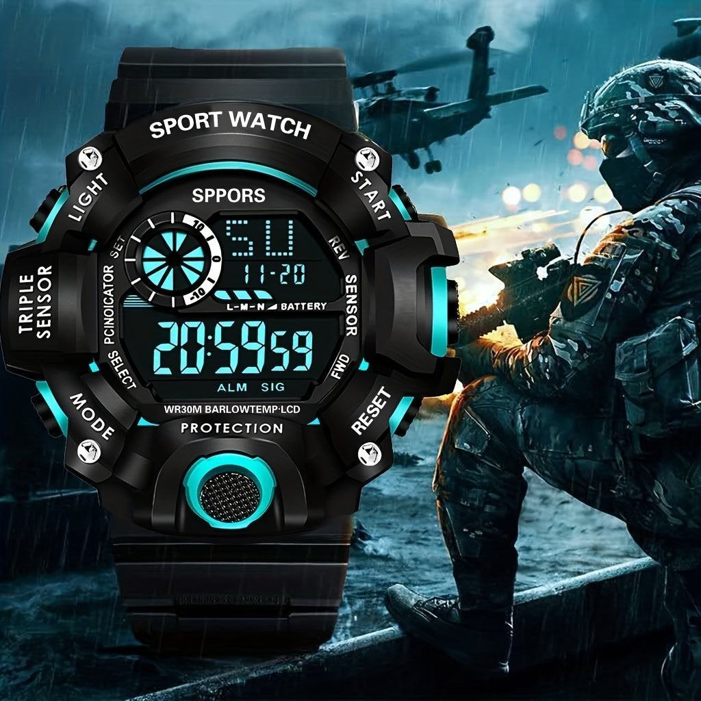 Men's Smartwatch with Night Light Alarm Sports Watch Fitness Tracker