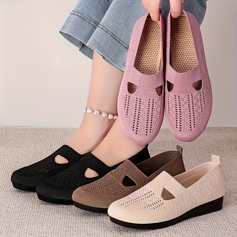 Women's Knit Breathable Mesh Shoes for Casual Walks and All Seasons