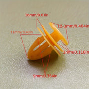 50 Pcs Yellow Plastic Rivet Clips Auto Door Trim Fasteners 9mm