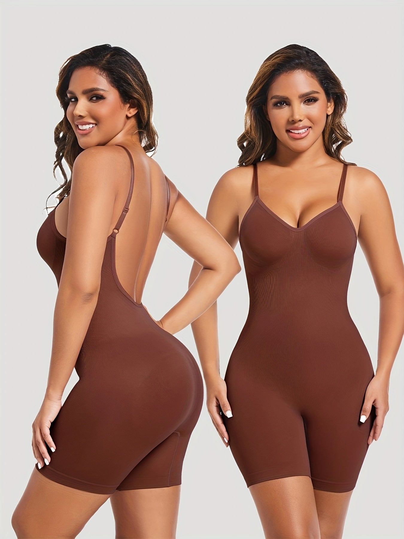 Seamless Backless Shaping Romper for Tummy Control Women Solid Knit Fabric