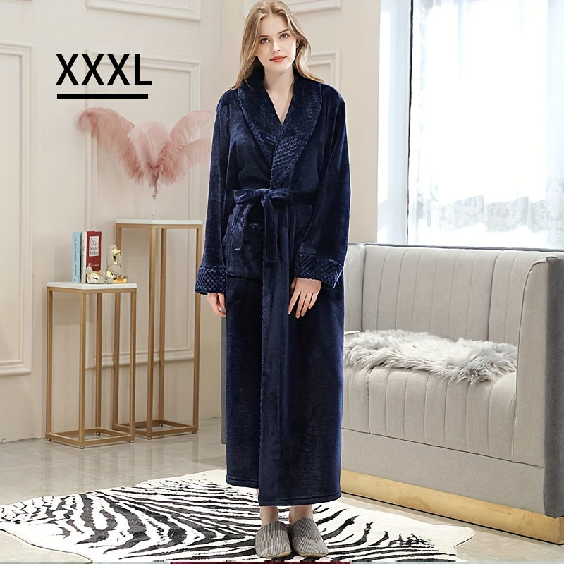 Unisex Flannel Bathrobe for Autumn Winter Cozy Nightwear Home