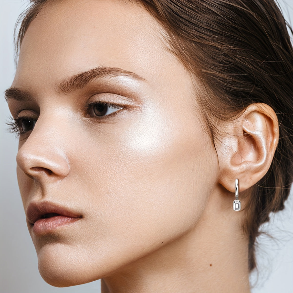 Sterling Silver Rectangular Stud Earrings 1.6ct Moissanite Hypoallergenic Bohemian Style