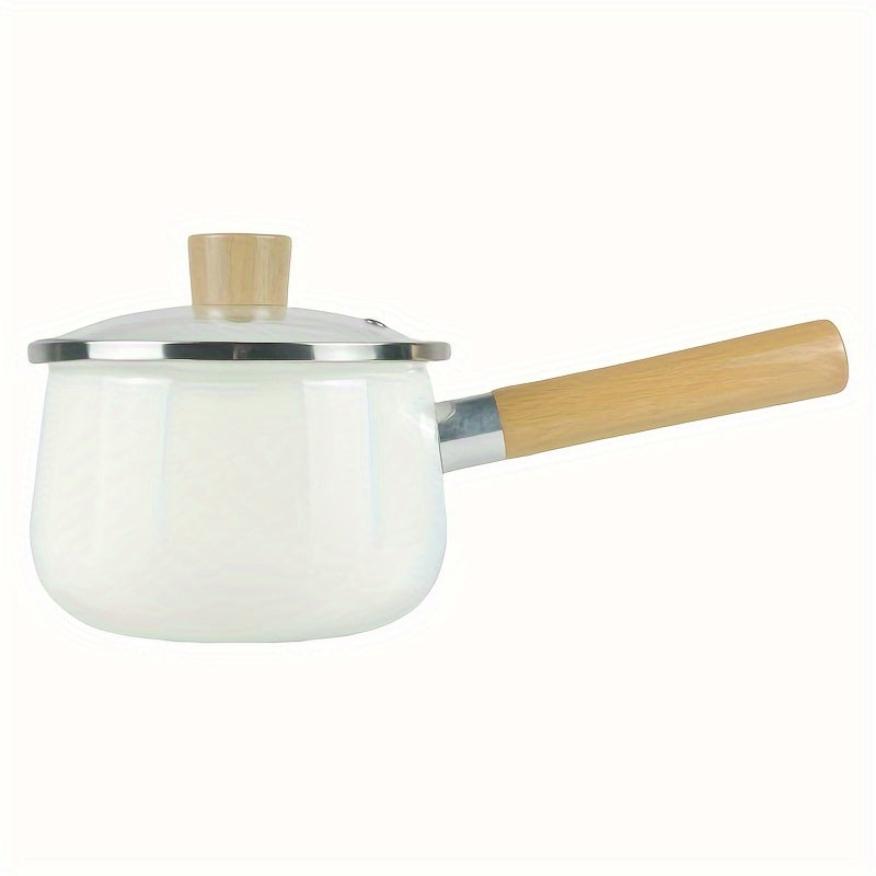 Cazo de esmalte de 6 pulgadas con tapa, olla pequeña para sopa, olla para leche para cocinar