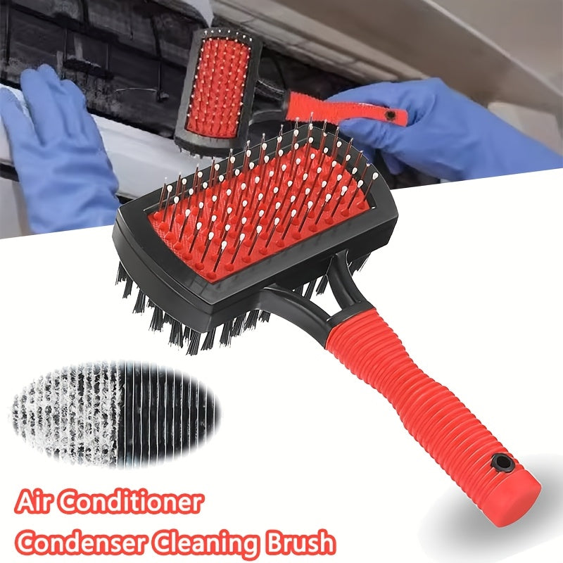Flexible Plastic Air Conditioner Fin Cleaning Brush with Ergonomic Red Handle