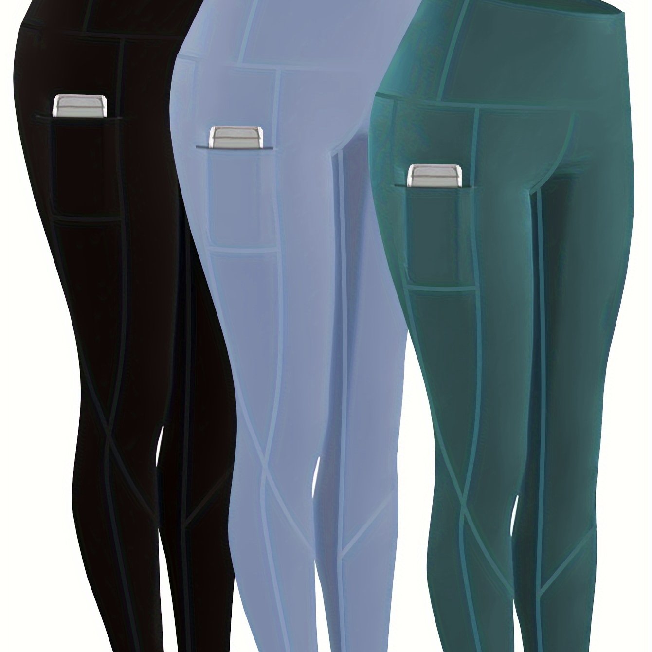 Plus Size Women's Yoga Leggings Set with Pockets High Stretch Spandex