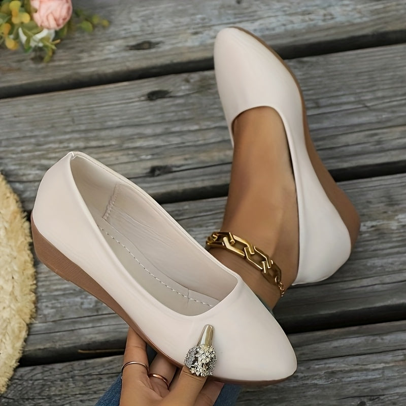 Women Solid Color Wedge Heels Slip-On Stylish Work Casual Shoes