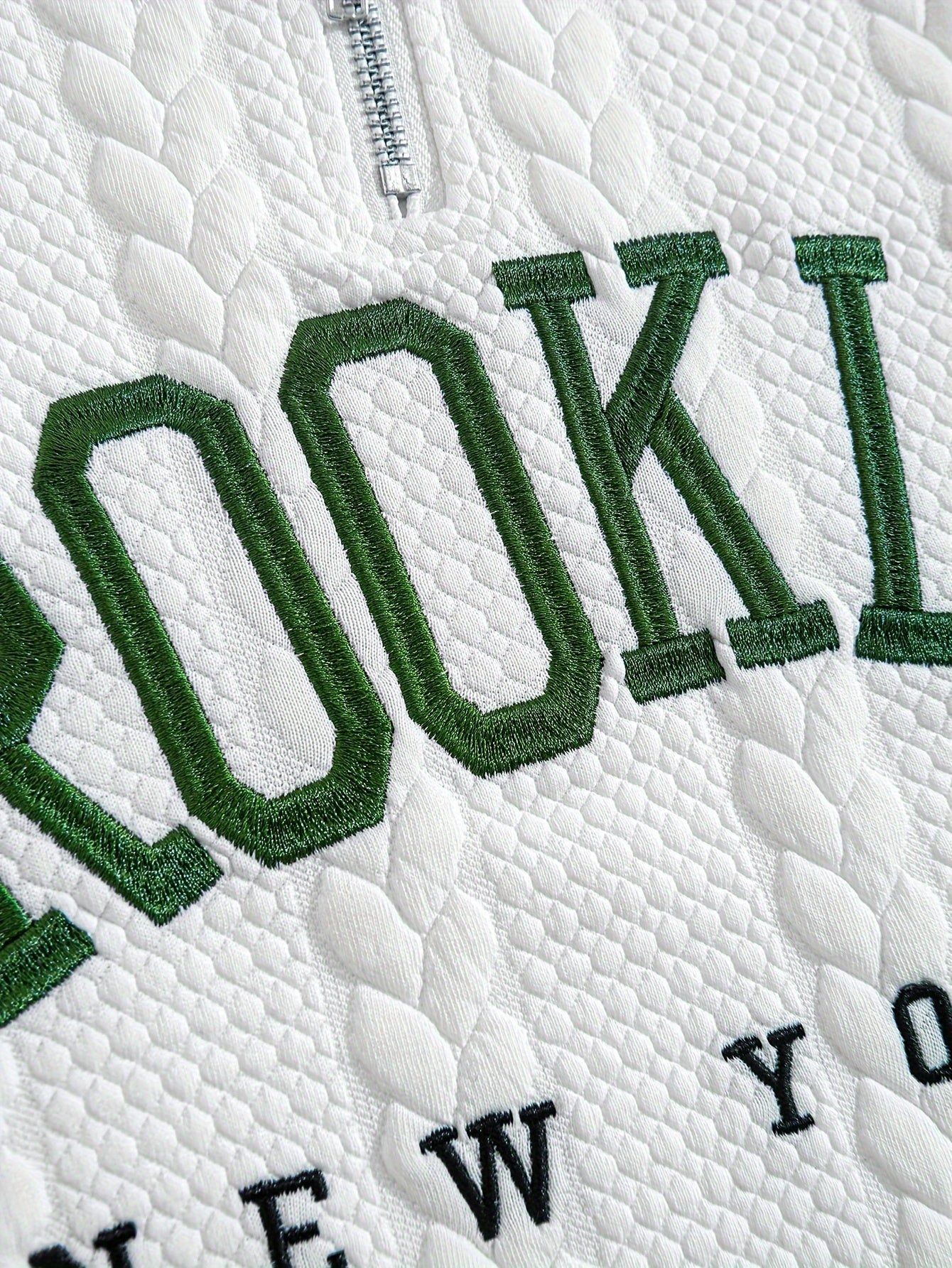 Jacquard Preppy Collared Neck Embroidered Hoodie Long Sleeve Loose Fit Unisex