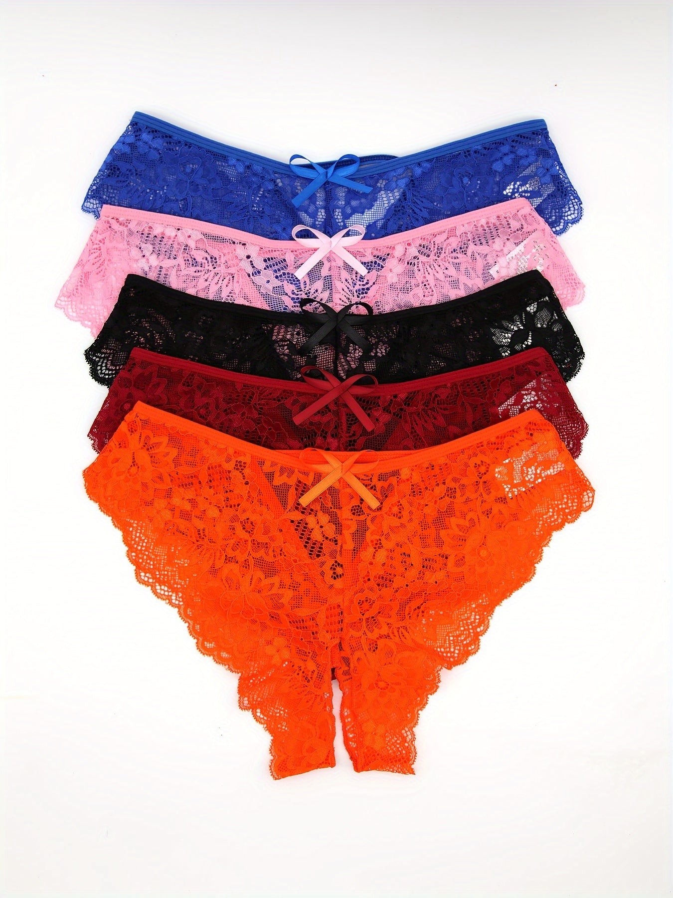 Women’s Lace See-Through Lingerie 5-Pack, Soft, Comfortable, Size Adjustable