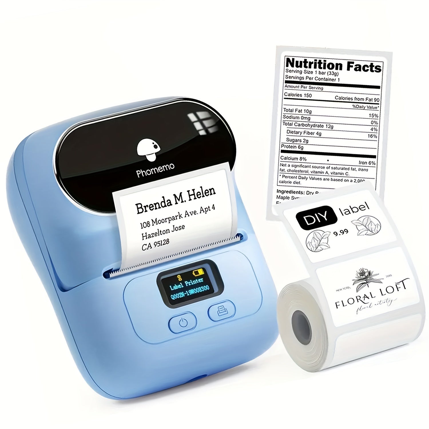 Impresora térmica portátil para etiquetas de código de barras, joyería, ropa y envío 20-50mm