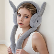 Soft Knitted Bunny Ear Ear Warmers, Stretchable Polyester, Hand Washable, Cozy Ear Protection