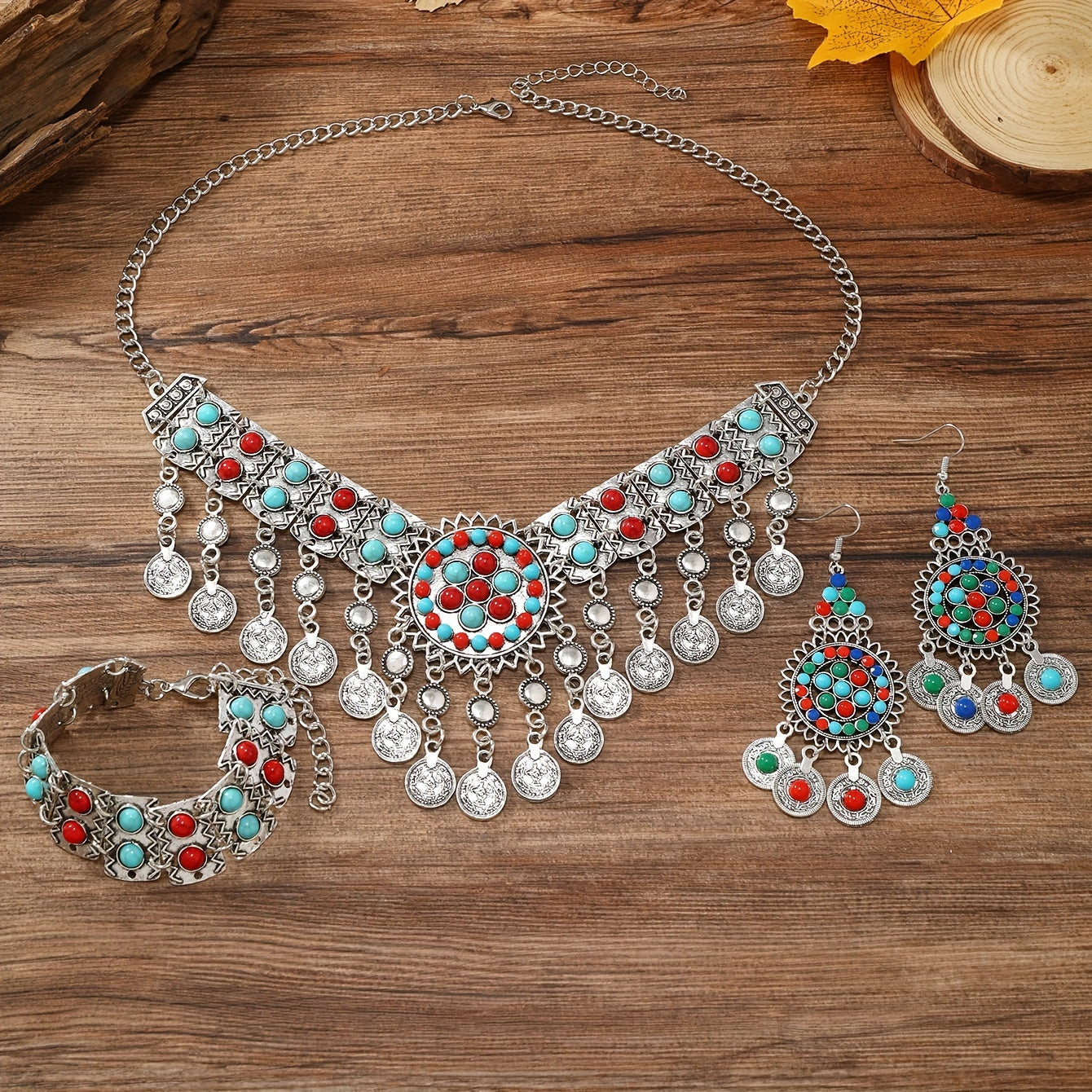 Ethnic Style Jewelry Set with Multi-Layer Tassel Coin Design in Zinc Alloy and Resin for Casual Parties or Dance Nights