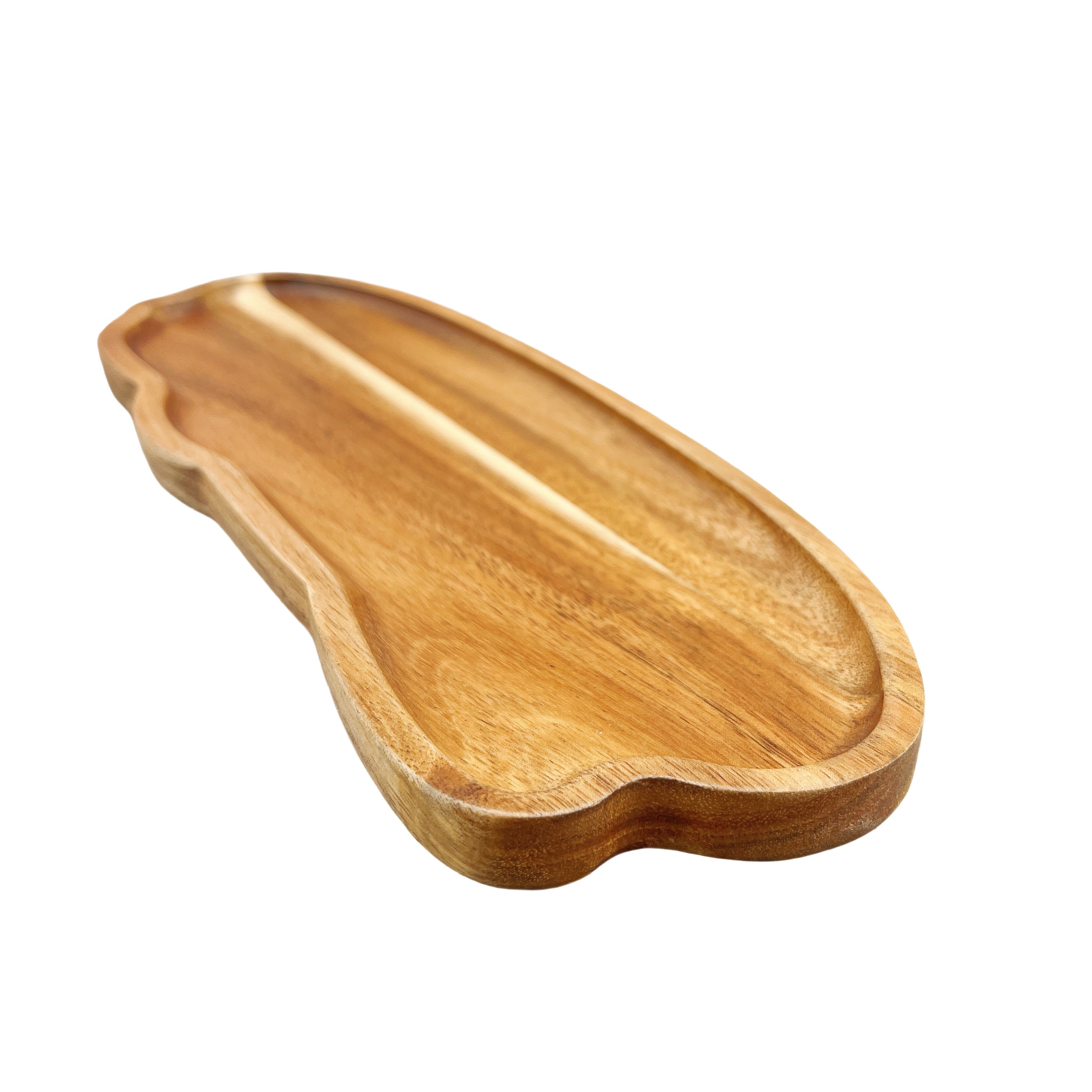 Acacia Wood Serving Tray Irregular Shape with Smooth Polished Surface for Cheese Bread Fruits Vegetables