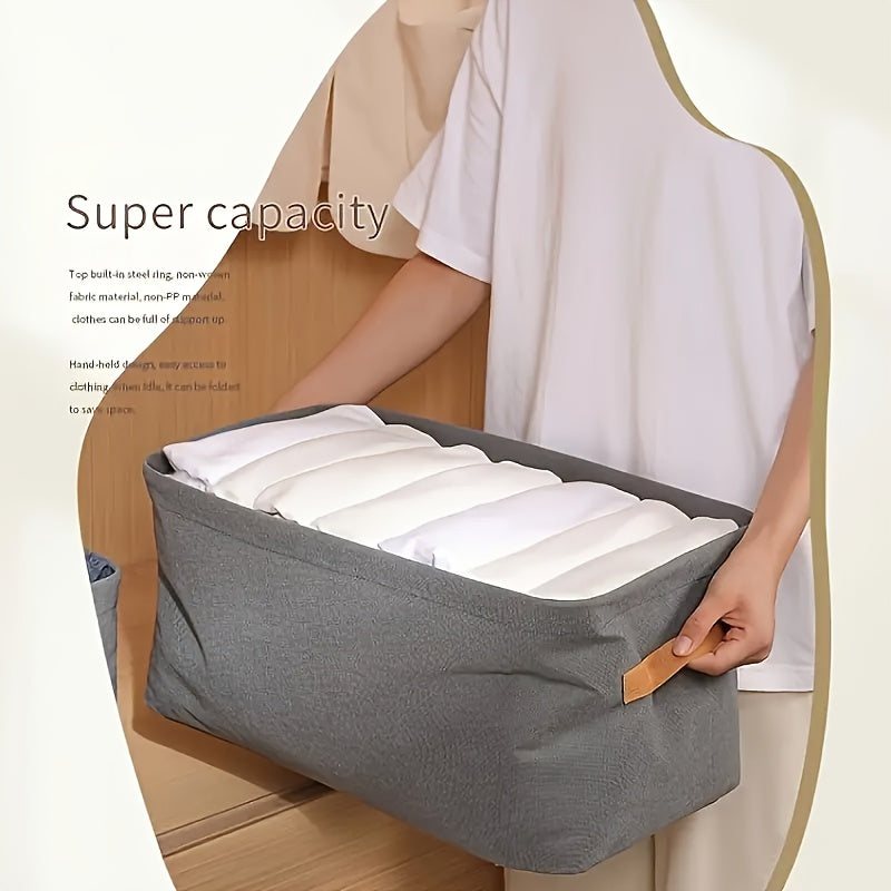 Durable Canvas Storage Basket with Steel Frame for Clothing and Home Use