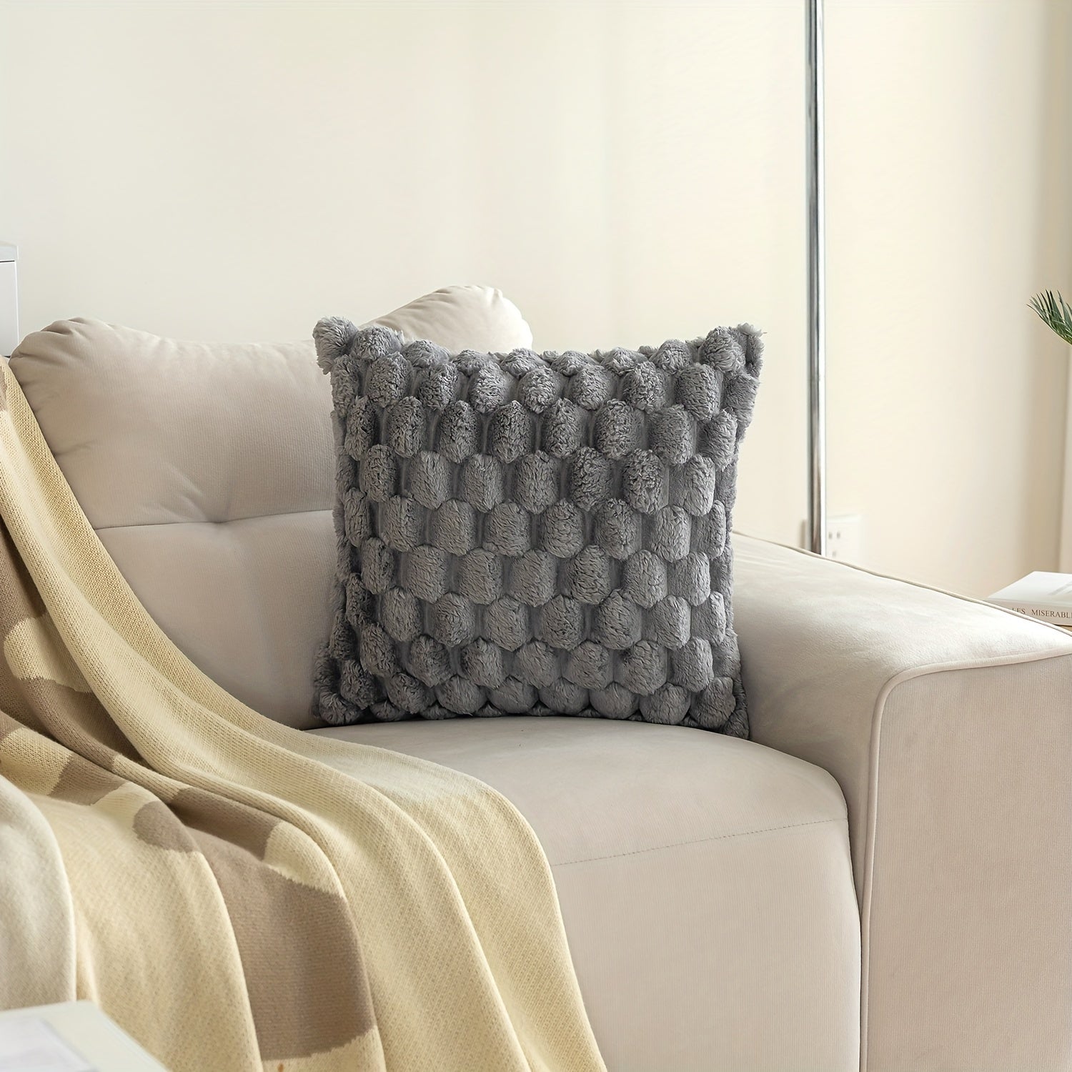 Krem shuba kreslo yostiq qoplami qishloq uy uslubi zamonaviy uy bezaklari 45.72cm x 45.72cm