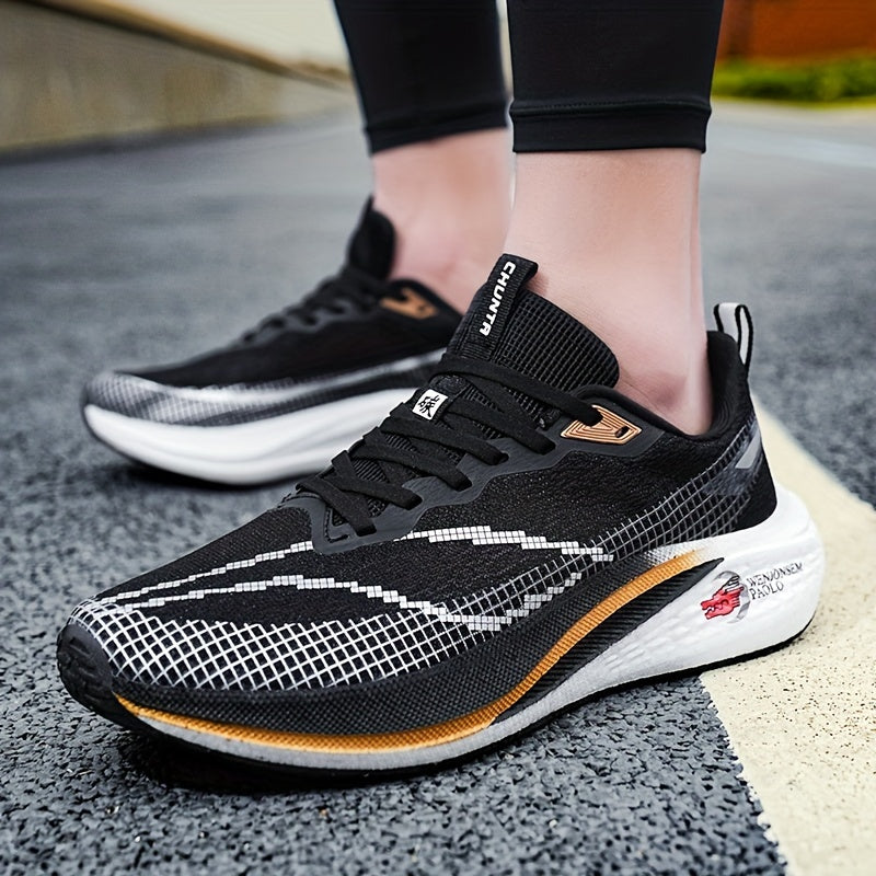 Men's Road Running Shoes Breathable Fabric Low Top Stripes Lace Lightweight Casual