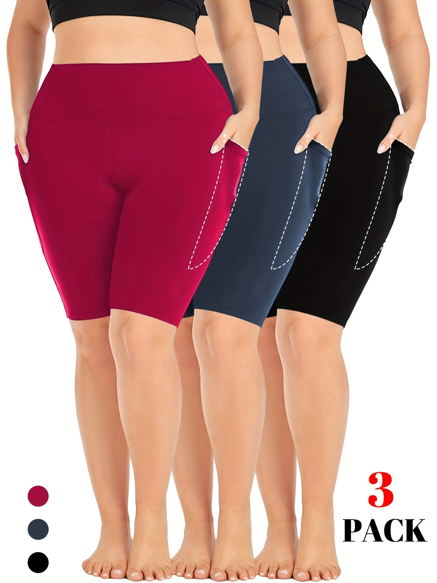 Conjunto de pantalones cortos cortos para mujer, transpirable, poliéster, talla grande, ropa deportiva de verano