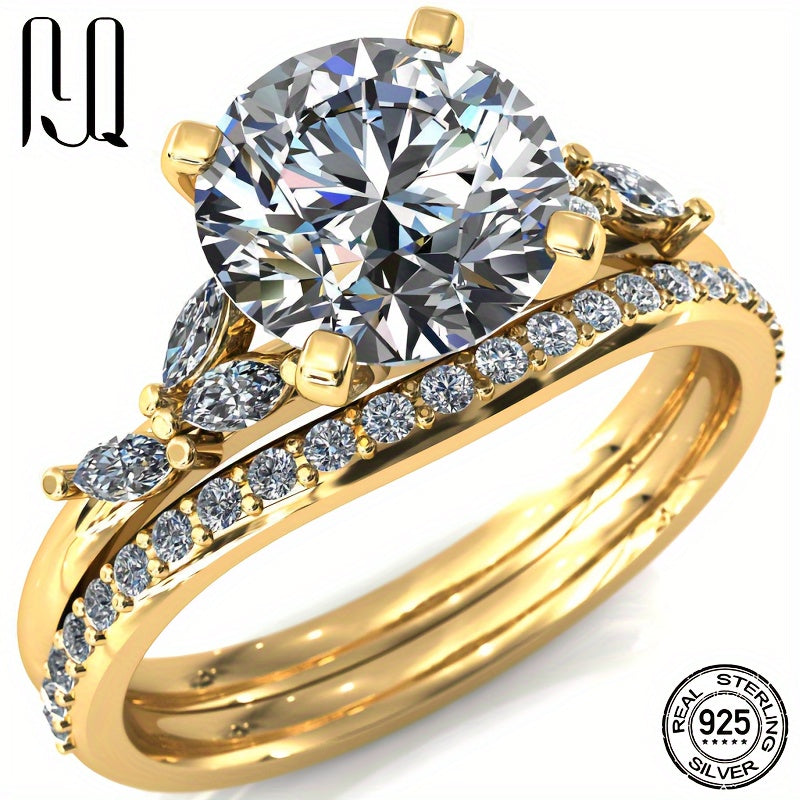 2 ta halqadan iborat noyob to'plam, D rangli Moissanite toshlari, sertifikat, qora karta va belgi kodi. Asosiy tosh 3 karat, ikkilamchi olmoslar umumiy 0.588 karat. 6 dona 1.5*3mm olmos va 24 dona 1.4mm olmosdan tayyorlangan.