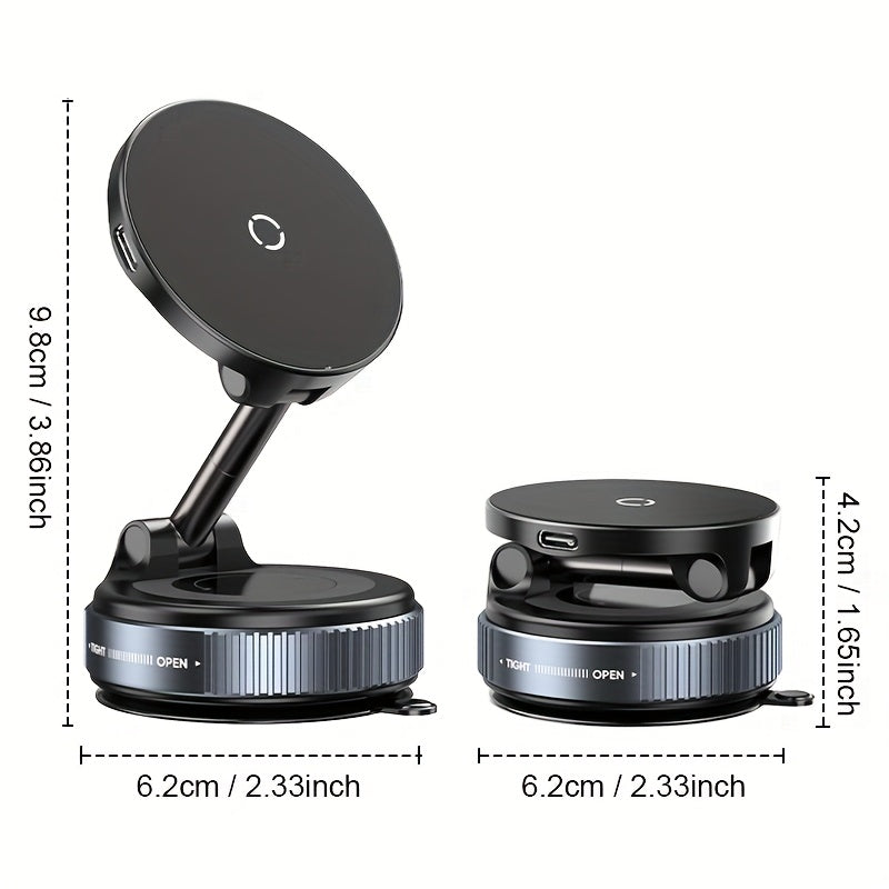 Magnetic Phone Mount ABS Material 360° Rotatable Wireless Charging Car Travel