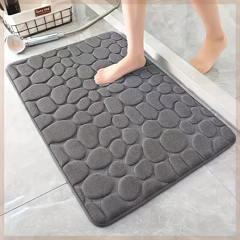 Pebble Embossed Memory Foam Bath Mat Non-Slip Quick-Drying Bathroom Rug