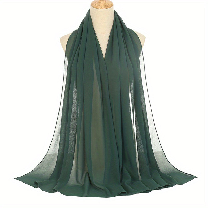 Black and White Chiffon Hijab Lightweight Breathable Headscarf for Women