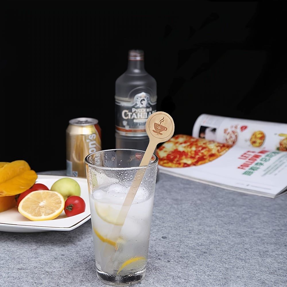 100pcs Biodegradable Wooden Coffee Stirring Sticks 15.24cm Round Head Eco-Friendly