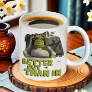 Ceramic Coffee Mug with Humorous Better Out Than In Quote Food Safe Office Camping Dining