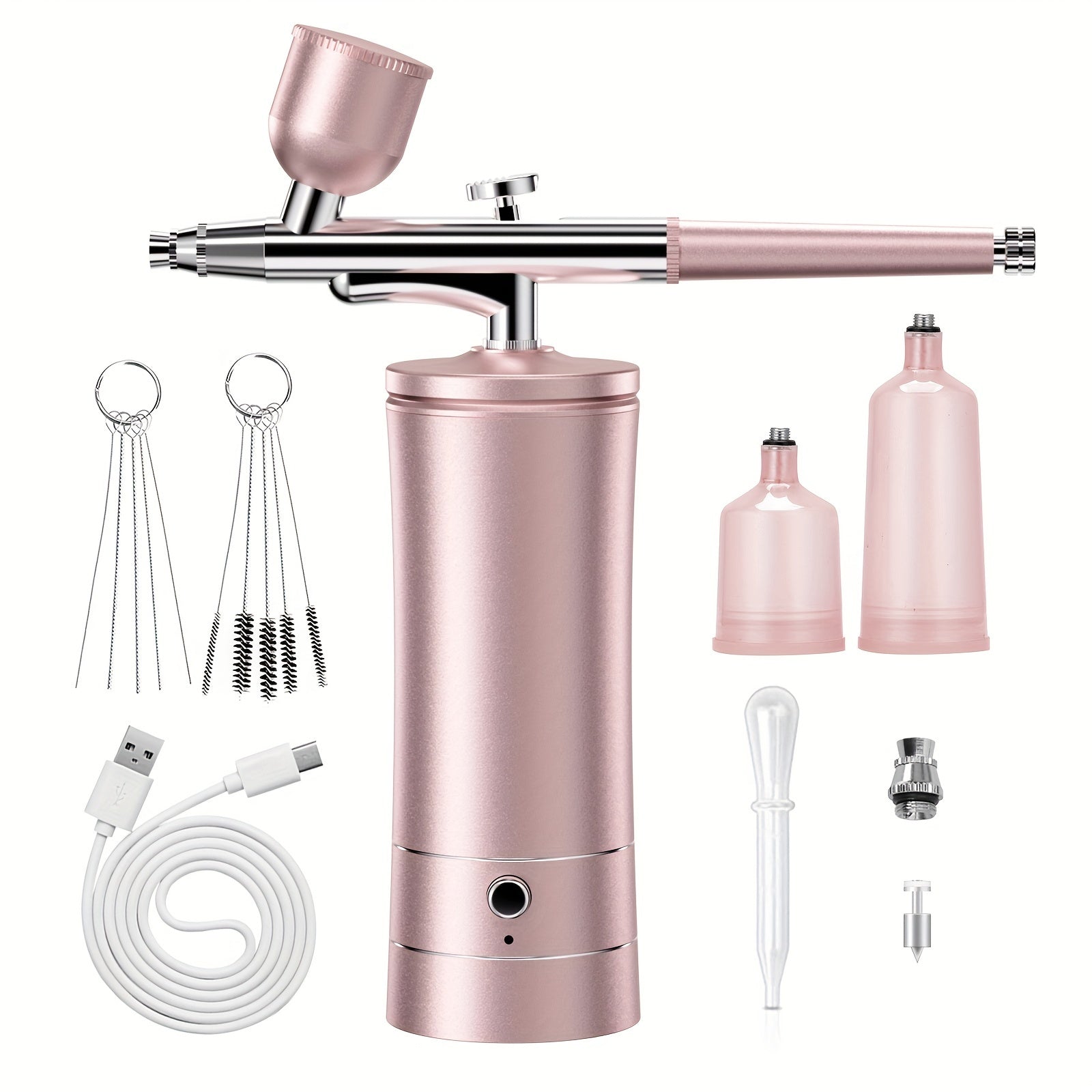 Turli ilovalar uchun portativ simsiz havo cho'tkasi to'plami, masalan, tirnoq san'ati, tort bezatish, makiyaj va model bo'yash. USB/batareya bilan ikki tomonlama quvvat, 900mAh sig'im.