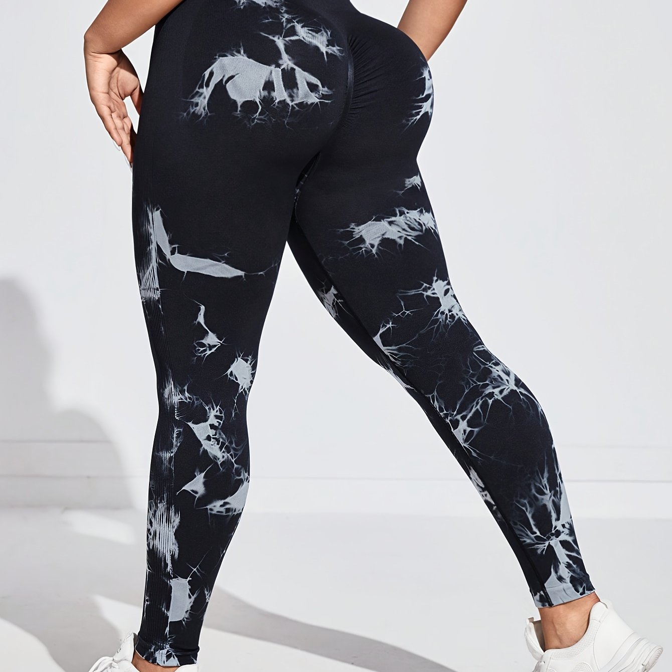 Plus Size Women's High-Waisted Stretch Pants Tie-Dye Quick-Dry Casual