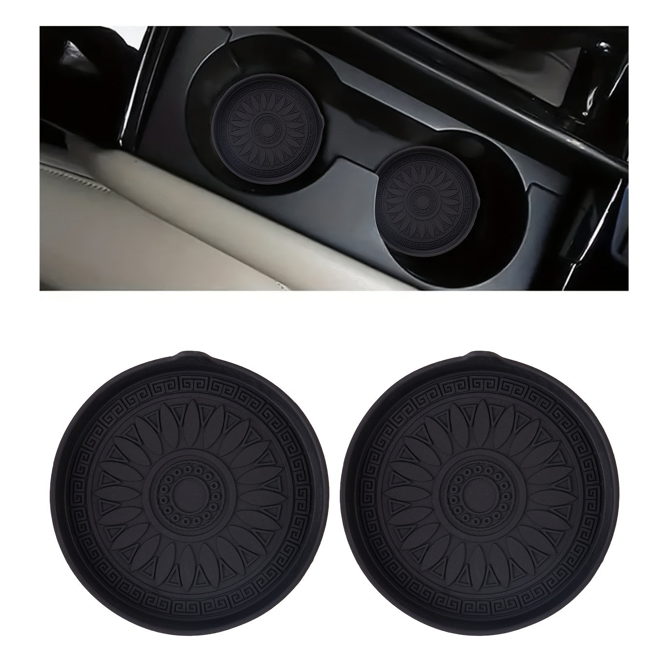 2pcs Car Interior Non-slip Heat Insulation Dust-proof Cup Holder Pad Universal