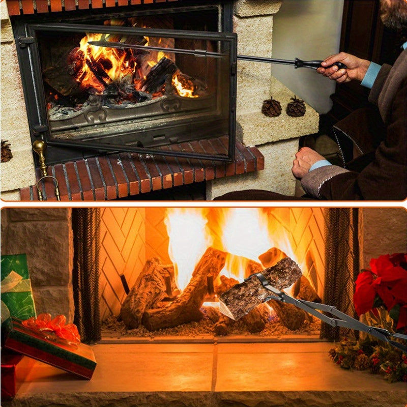 Foldable Fireplace Fire Tongs with Iron Handle for Campfire and Home Use