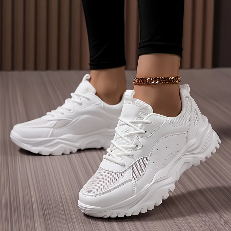 Zapatillas de malla gruesas para mujer negras y rosas, transpirables, de caña baja