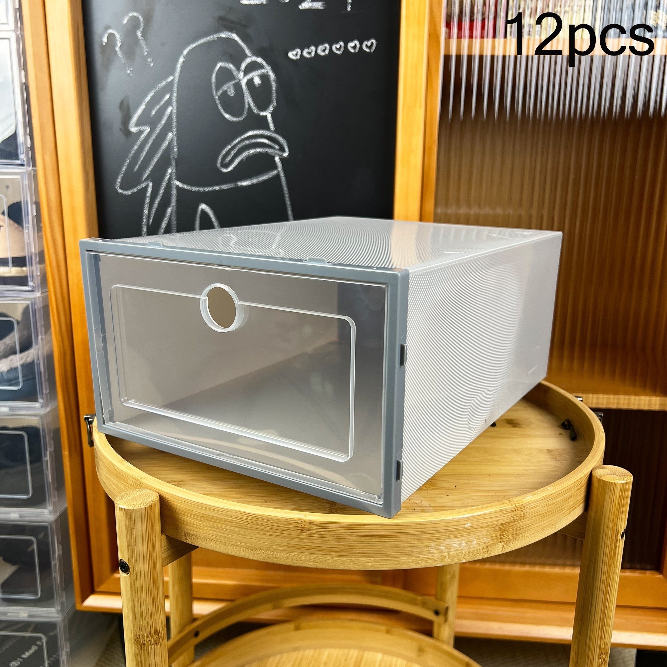 12 Pack Transparent Plastic Shoe Storage Boxes Stackable Organizer for Shoes Jewelry Watches