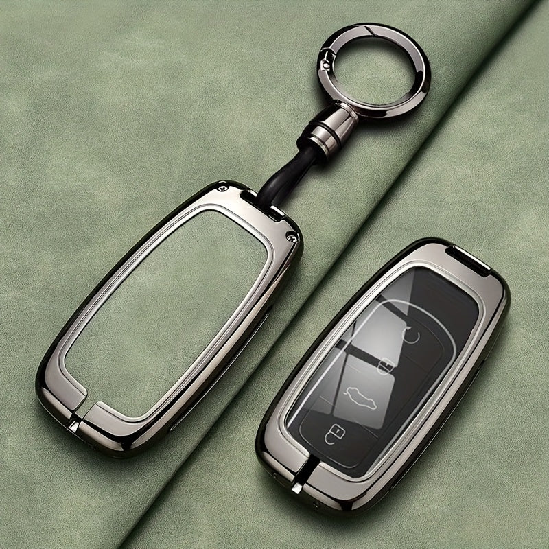 Luxury Zinc Alloy Car Key Fob Cover with Strap and Keychain for SUV