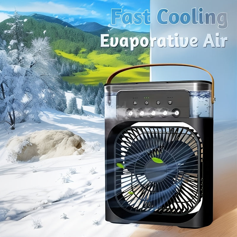 3-Speed USB Charging Desktop Fan with Cooling Mist ABS Plastic Compact Office Dorm