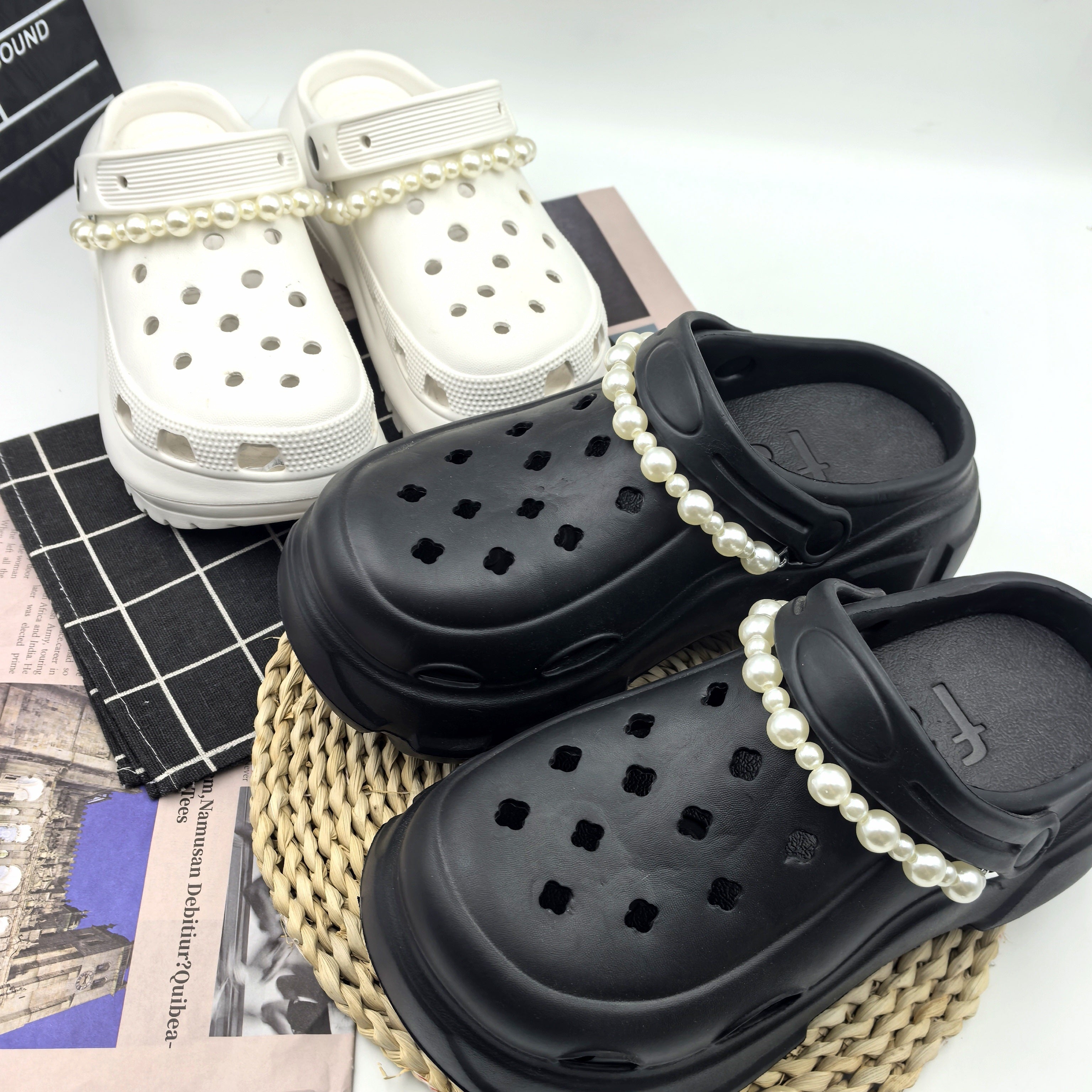 Women Pearl Chain Shoe Accessories Lightweight Stylish Dress Up Footwear