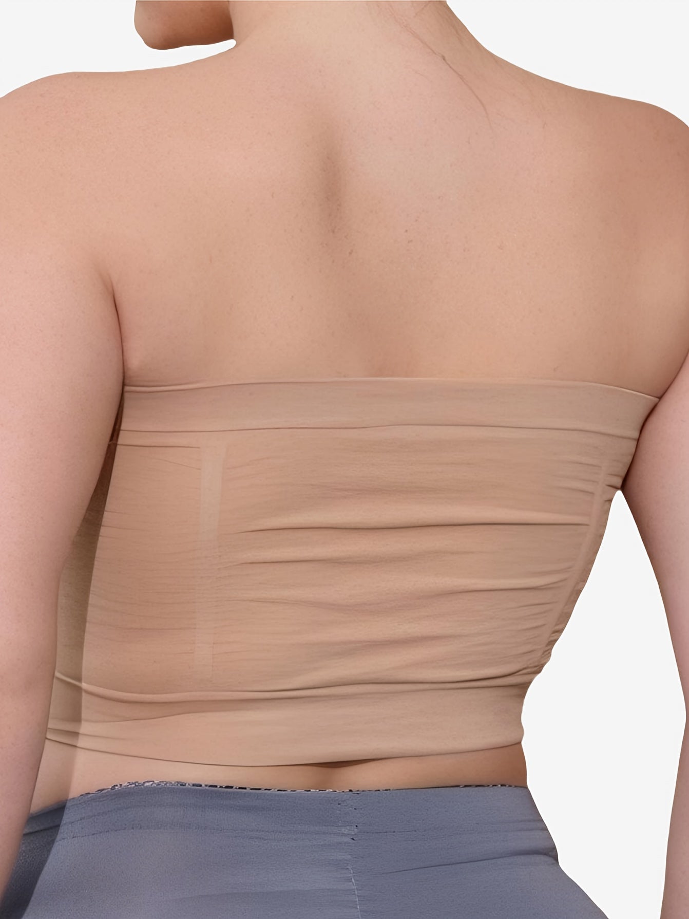 Women's Plus Size Strapless Sports Bra Breathable Yoga Workout Beige