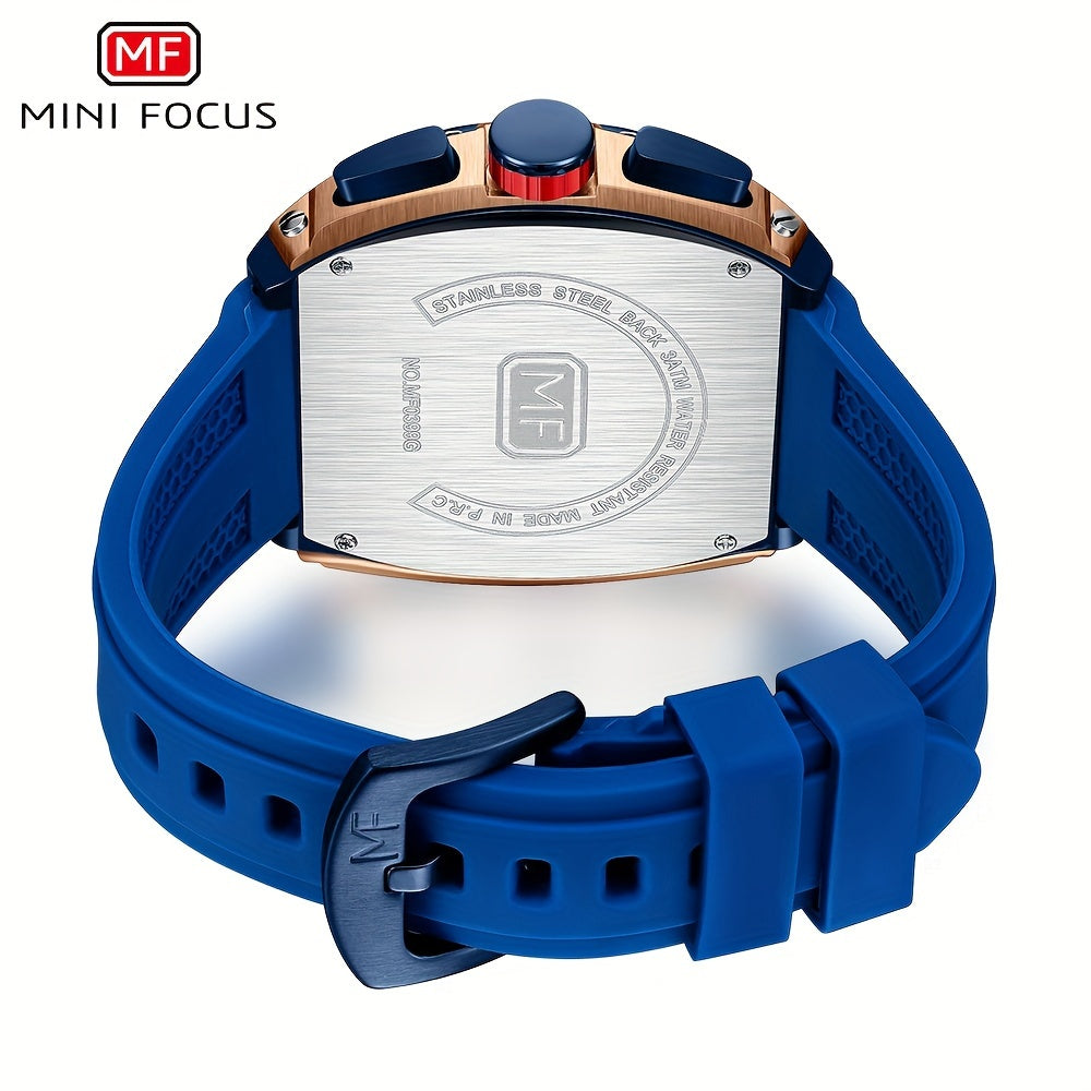 Reloj de cuarzo para hombre con correa de silicona, forma tonneau, puntero, deportivo, con pantalla luminosa